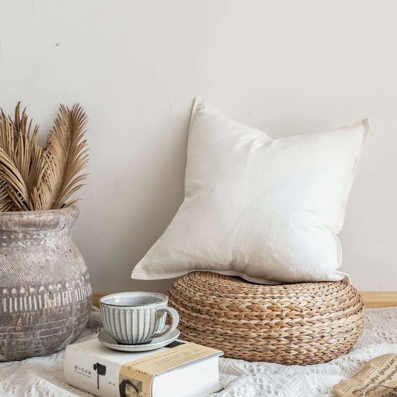 InsifoHome White Linen Throw Pillow Covers Soft Farmhouse Pillow Covers for Couch Sofa Bed, 18 x ... | Amazon (US)