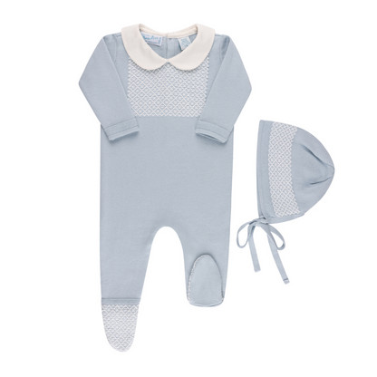 Boys Jacquard Collared Knit Romper & Bonnet | Feltman Brothers