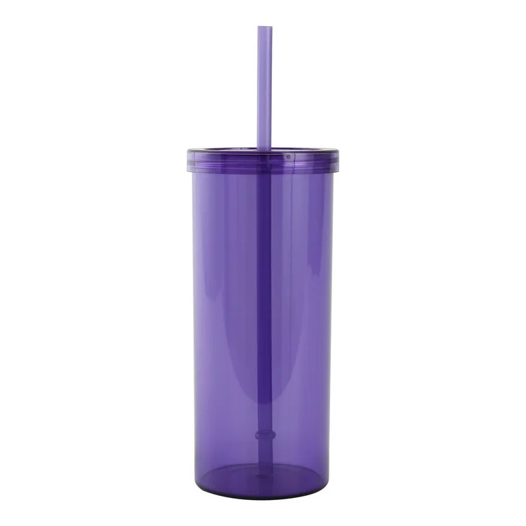 Mainstays 20oz Plastic Purple Tumbler with Screw Top Lid and Straw | Walmart (US)