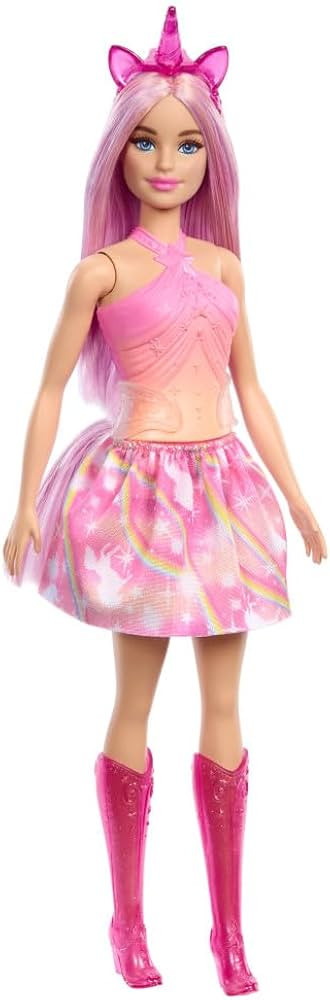 Barbie Unicorn Doll with Pink Fantasy Hair, Colorful Pink & Orange Outfit & Unicorn-Themed Fantas... | Amazon (US)