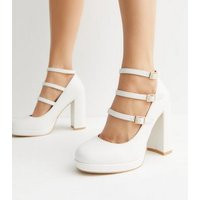 White Multi Strap Block Heel Mary Jane Shoes New Look | New Look (UK)
