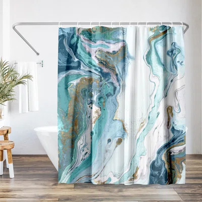 Abstract Shower Curtain Marble Petroleum by PI Creative Art | Wayfair Professional