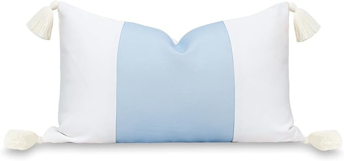 Hofdeco Premium Coastal Patio Indoor Outdoor Lumbar Pillow Cover Only, 12"x20" Water Repellent fo... | Amazon (US)