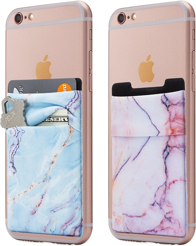 (Two) Stretchy Marble Cell Phone Stick On Wallet Card Holder Phone Pocket for iPhone, Android and... | Amazon (US)