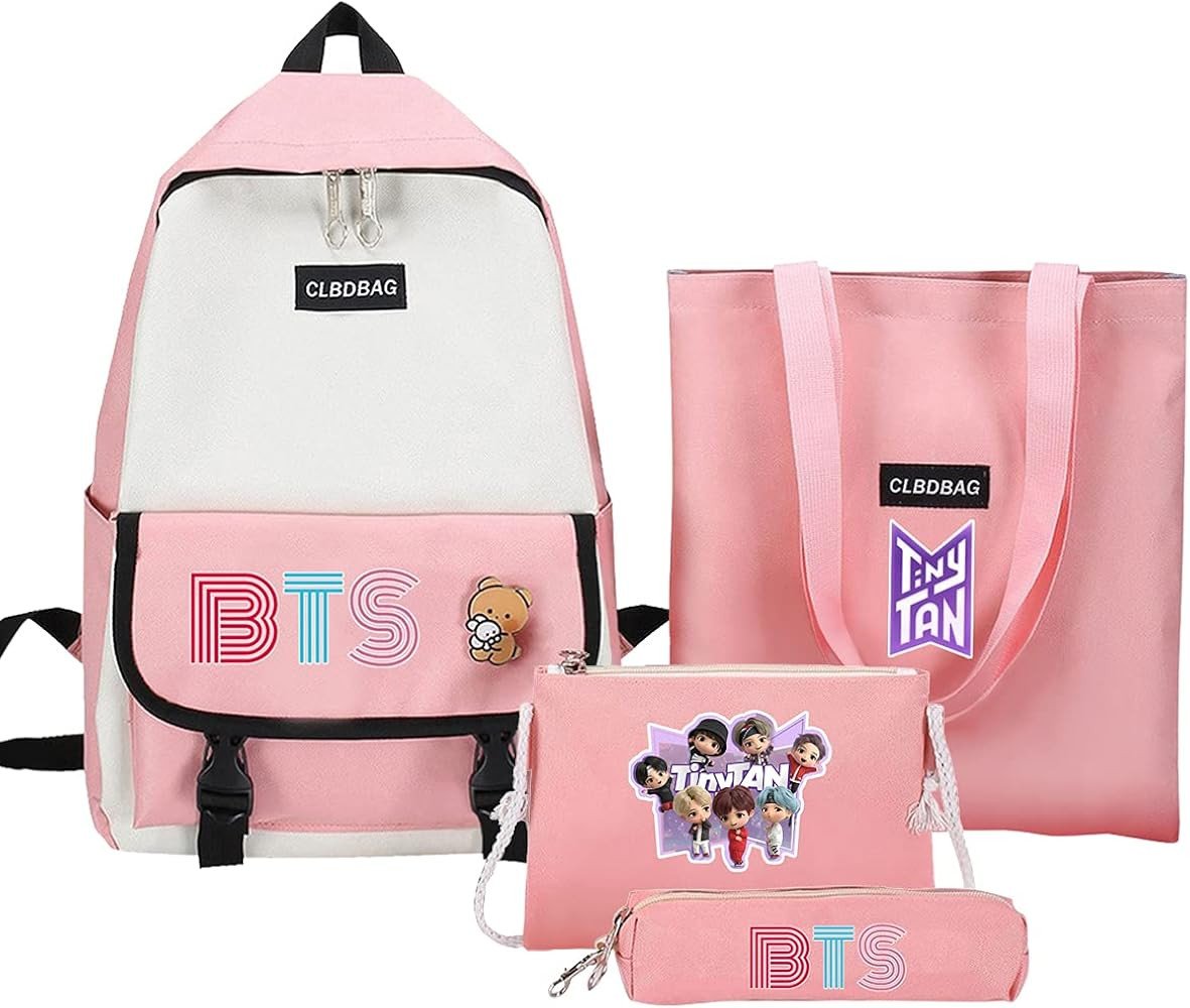 Kpop BTS Backpack Merchandise Set, Casual Backpack, Mobile Phone Bag ,Tote Bag with Pencil Bag fo... | Amazon (US)