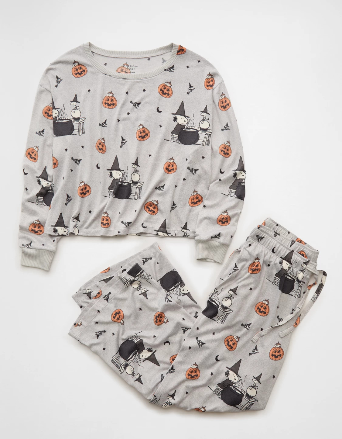 AE Luxe Plush Snoopy Long Sleeve + Pant PJ Set | American Eagle Outfitters (US & CA)