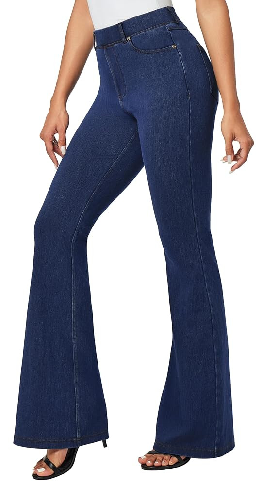 IUGA Bell Bottom Jeans for Women High Waisted Stretchy Pull On Flare Jeans Wide Leg Leggings Tumm... | Amazon (US)