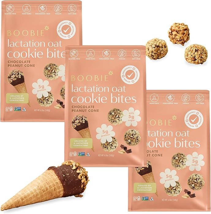Boobie Lactation Cookies, Chocolate Peanut Cone | Vegan, Gluten-Free, Dairy-Free, Soy-Free Plant-... | Amazon (US)