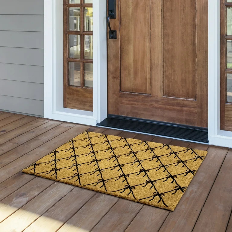 My Texas House Natural/Black Ribbon Outdoor Coir Doormat, 30" x 48" | Walmart (US)