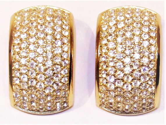 Vintage Christian Dior Pave Set Crystals Clip Earrings, Signed | Etsy (US)