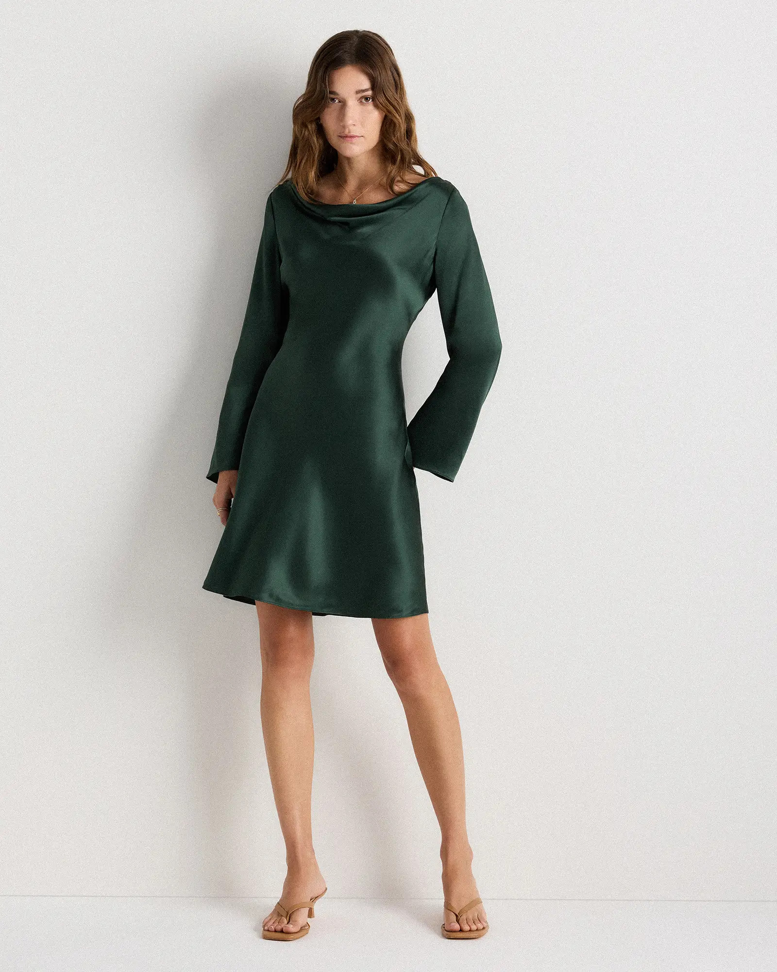 100% Washable Silk Long Sleeve Mini Dress | Quince
