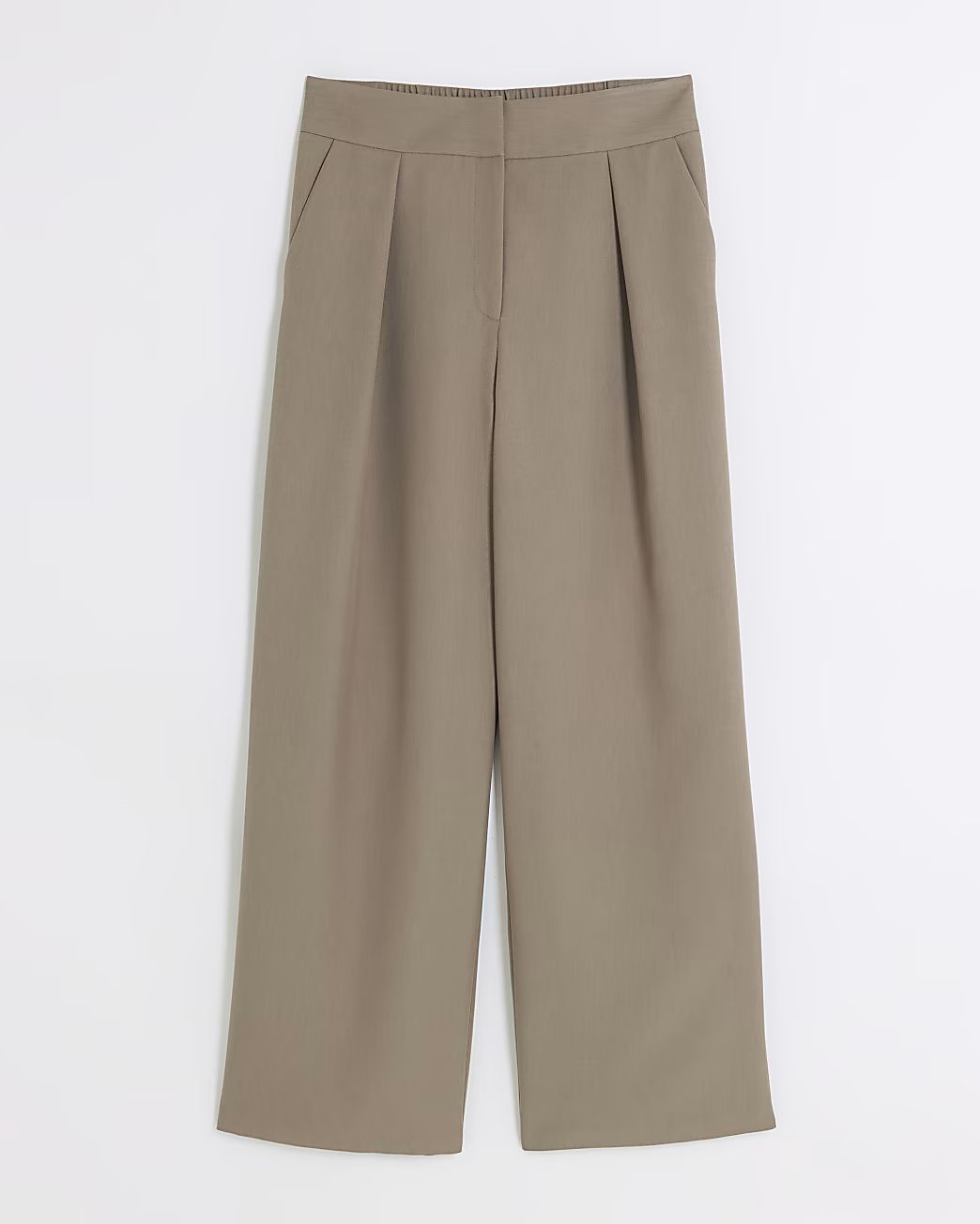 Brown wide Leg pleated trousers | River Island (UK & IE)