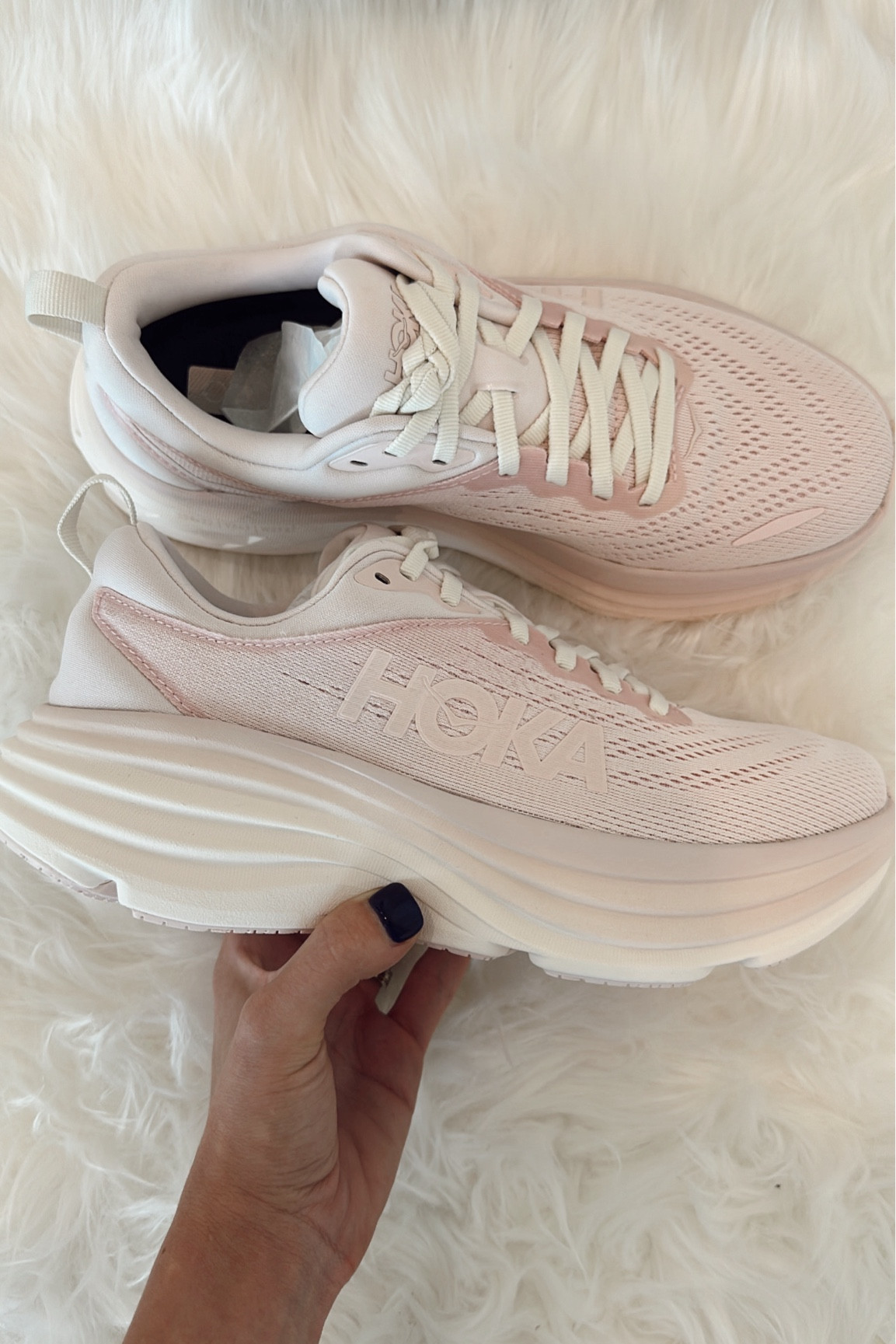 hoka bondi 8 new color - cosmic pearl is SO pretty!!!!🎀✨
#LTKFitness 

#LTKShoeCrush #LTKStyleTip