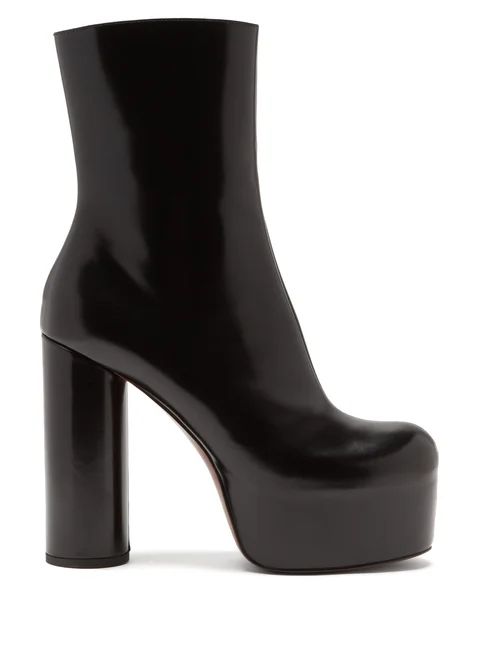 Vetements - Platform Heeled Leather Ankle Boots - Womens - Black | Matches (US)