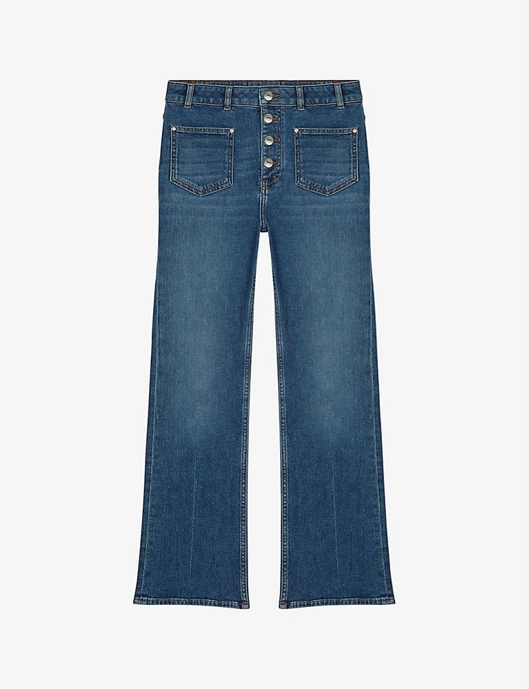 Button-down high-rise flared-leg stretch-denim jeans | Selfridges