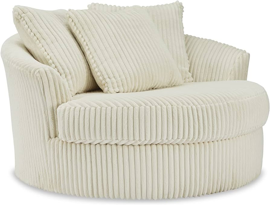 Signature Design by Ashley Lindyn Transitional Oval Tufted Upholstered Oversized Swivel Accent Ch... | Amazon (US)