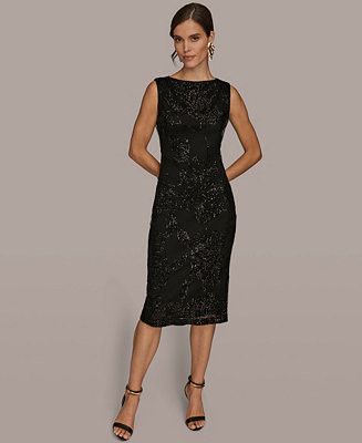 Donna Karan New York Women's Mesh Sequin Sleeveless Midi Dress - Macy's | Macy's
