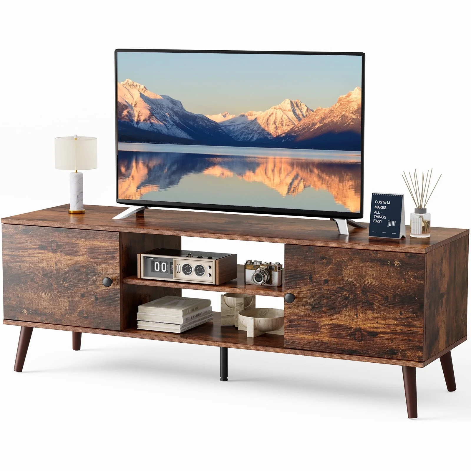 edx Modern TV Stand for 55-60 inch TV, Mid Century Entertainment Centre, Media Console Table with... | Walmart (US)