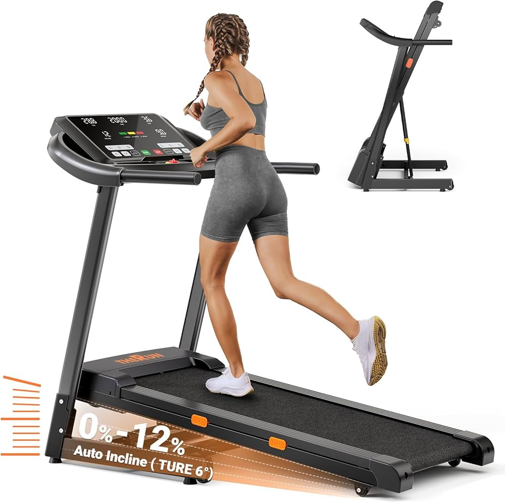 THERUN Incline Treadmill, 0-12% Auto Incline Treadmill for Running and Walking, 300 lbs Weight Ca... | Amazon (US)