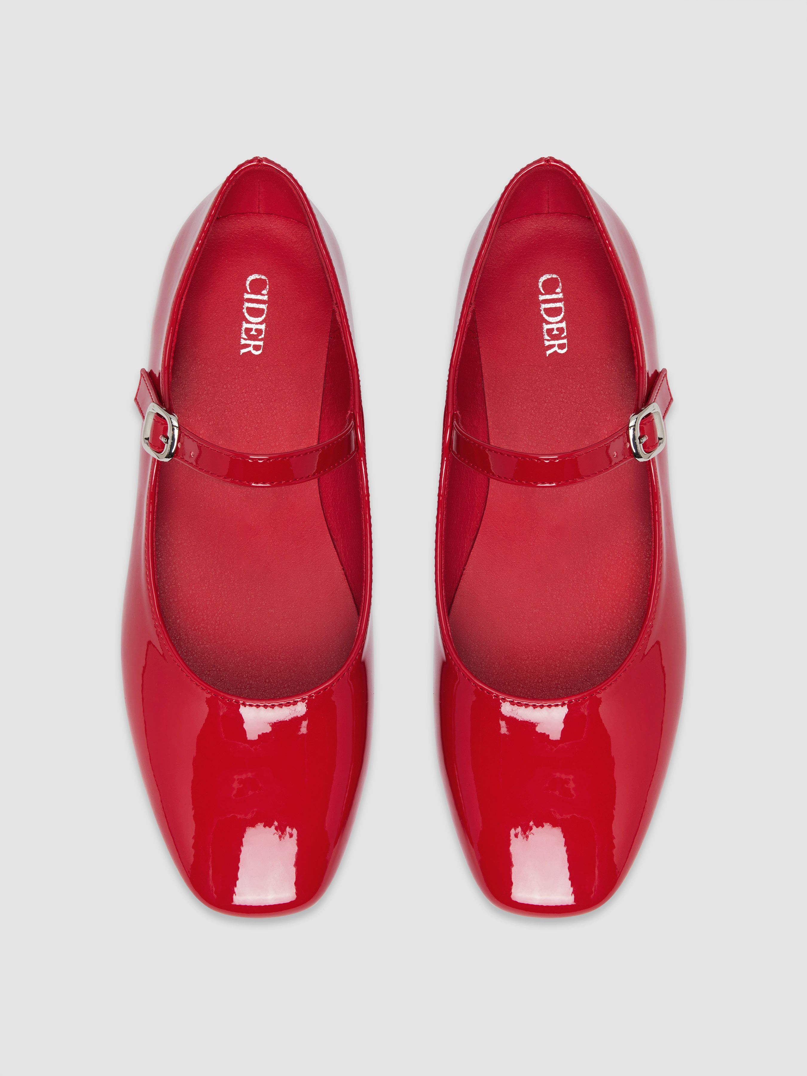 FAUX PATENT LEATHER MARY JANE FLATS | Cider