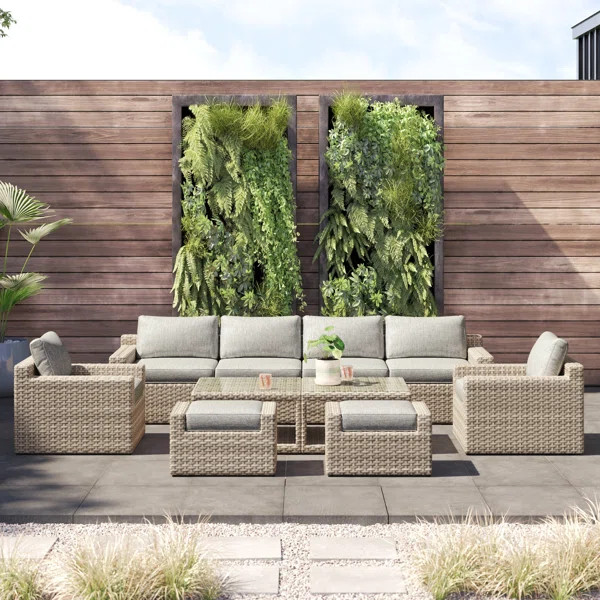 Ailie Polyethylene (PE) Wicker 8 - Person Seating Group with Cushions | Wayfair North America