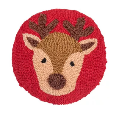 C&F Home 10" x 10" Mini Round Reindeer Hooked Throw Pillow | Belk