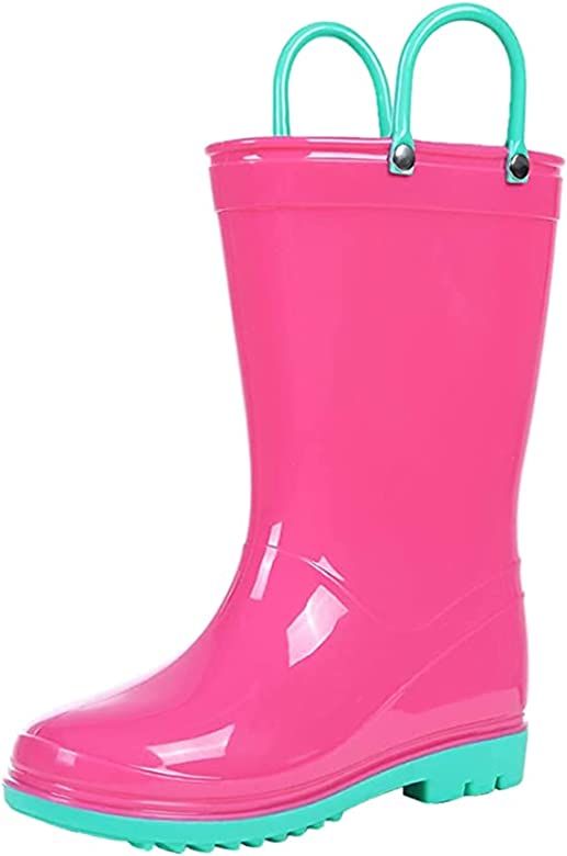 Colorxy Kids Rain Boots for Boys Girls Waterproof Toddler Rain Boots with Easy-On Handles | Amazon (US)