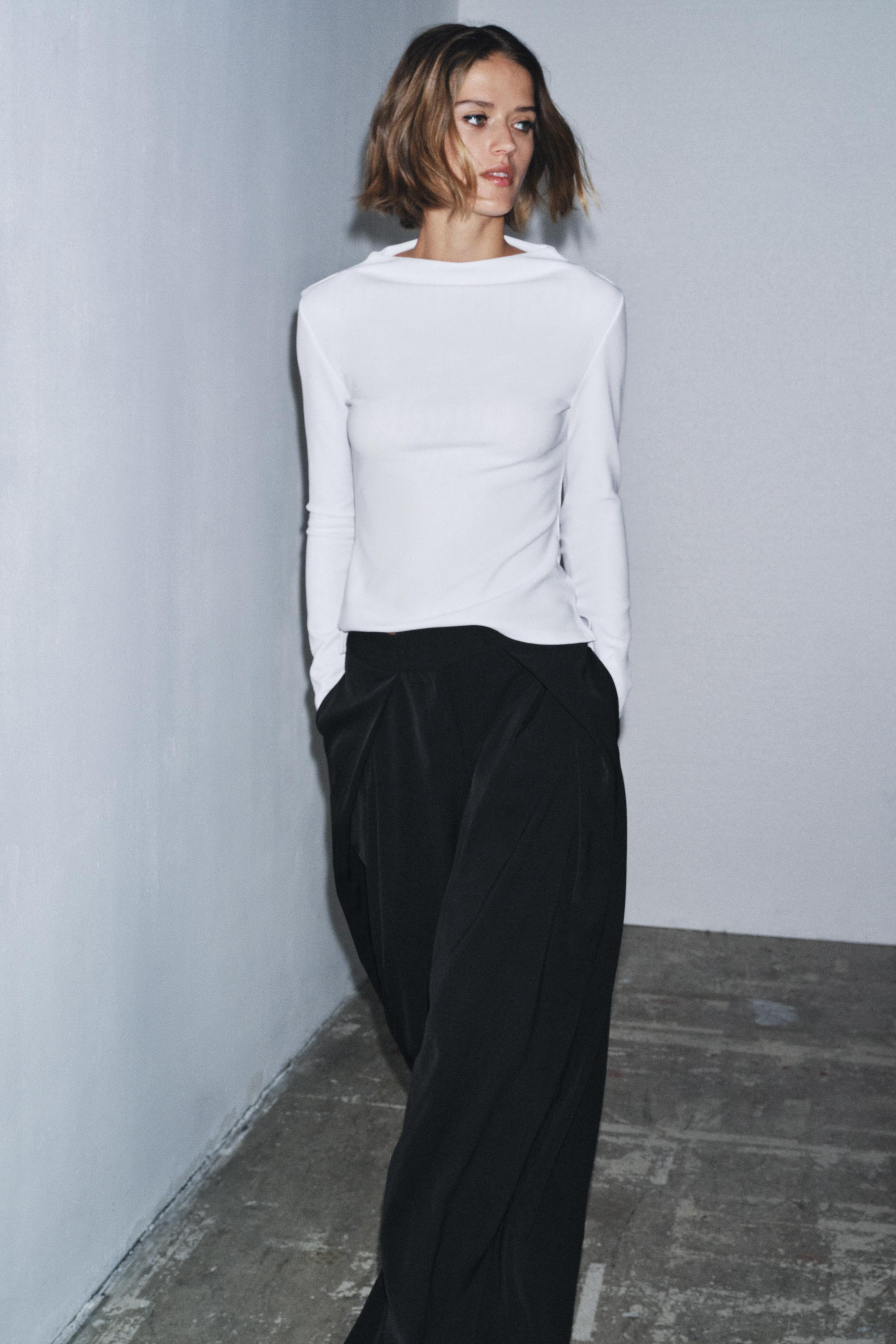 CREPE MOCK NECK T-SHIRT | Zara US