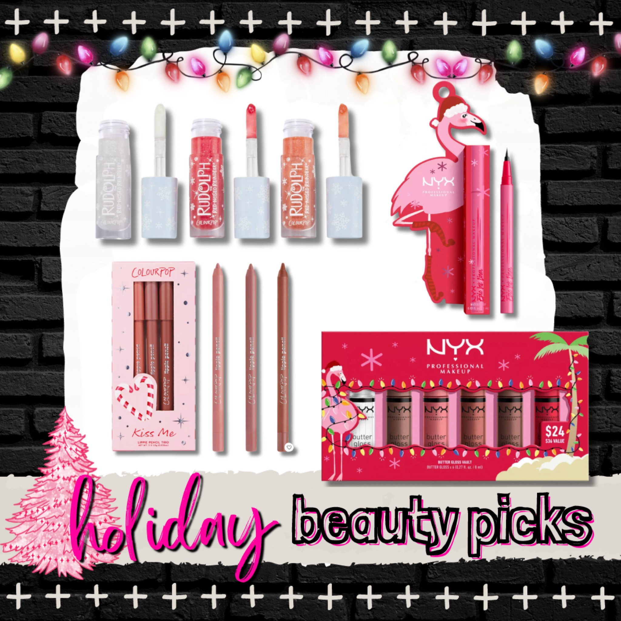 Holiday beauty picks, lip gloss, lip liner, butter gloss, eye liner, drugstore beauty, affordable beauty, gift idea 

#LTKbeauty #LTKSeasonal #LTKHoliday