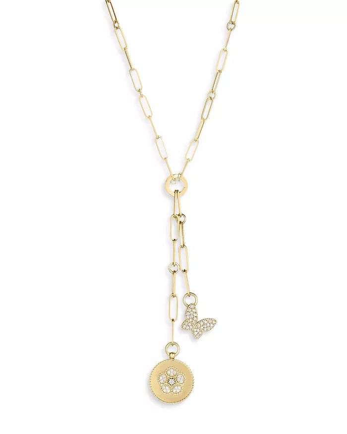 18K Yellow Gold Daisy Diamond Flower Disc & Butterfly Lariat Necklace, 17" - 100% Exclusive | Bloomingdale's (US)