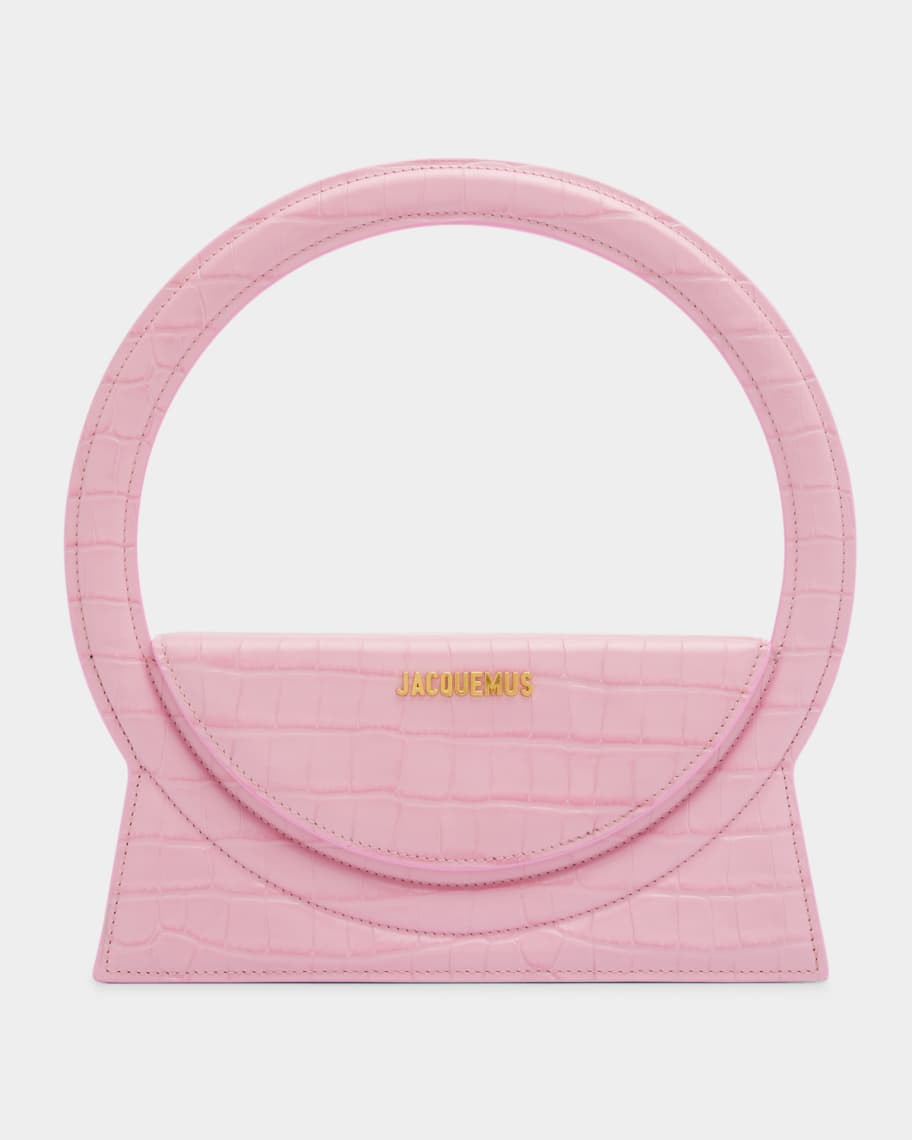 Jacquemus Le Sac Rond Croc-Embossed Top-Handle Bag | Neiman Marcus