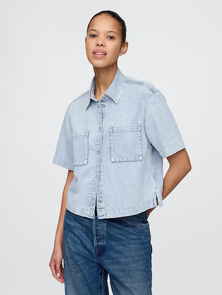 UltraSoft Cropped Denim Shirt | Gap (CA)
