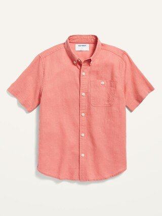 Short-Sleeve Linen-Blend Shirt for Boys | Old Navy (US)