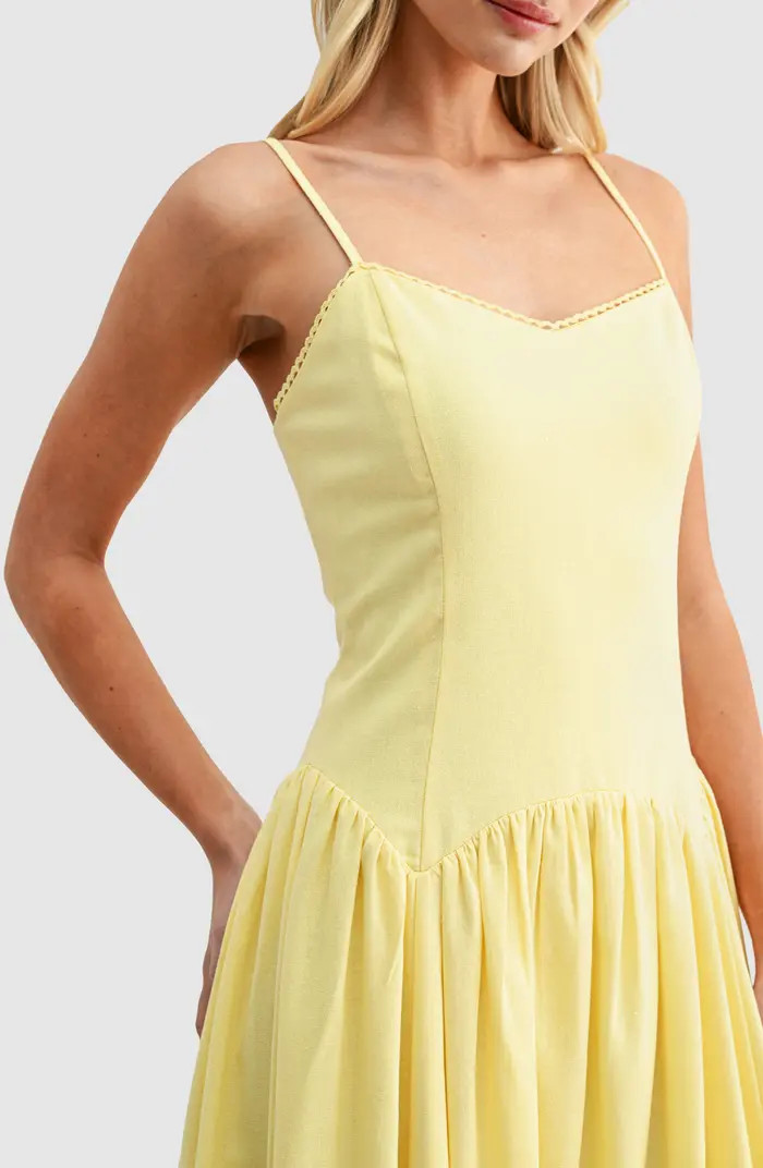 Drop Waist Cotton & Linen Midi Dress | Nordstrom