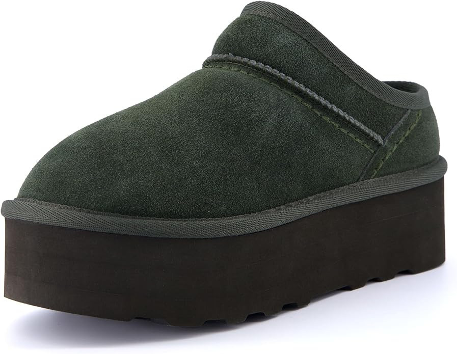 CUSHIONAIRE Women's Huggy Genuine Suede Cozy Mule Platform +Memory Foam, Wide Widths Available | Amazon (US)