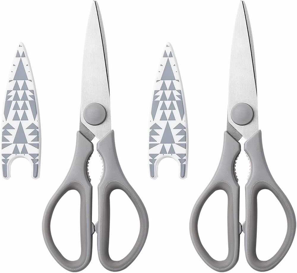 COOK WITH COLOR Chicken Scissors - Set of 2 Stainless Steel Kitchen Shears with Blade Cover and S... | Amazon (US)