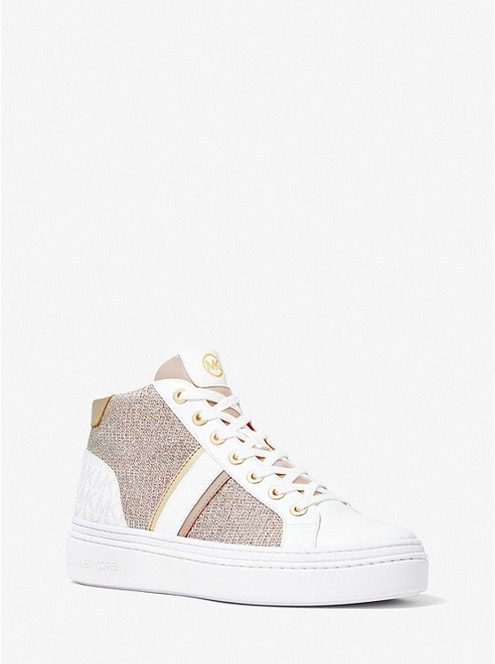 Chapman Glitter Chain-Mesh and Leather High-Top Sneaker | Michael Kors US