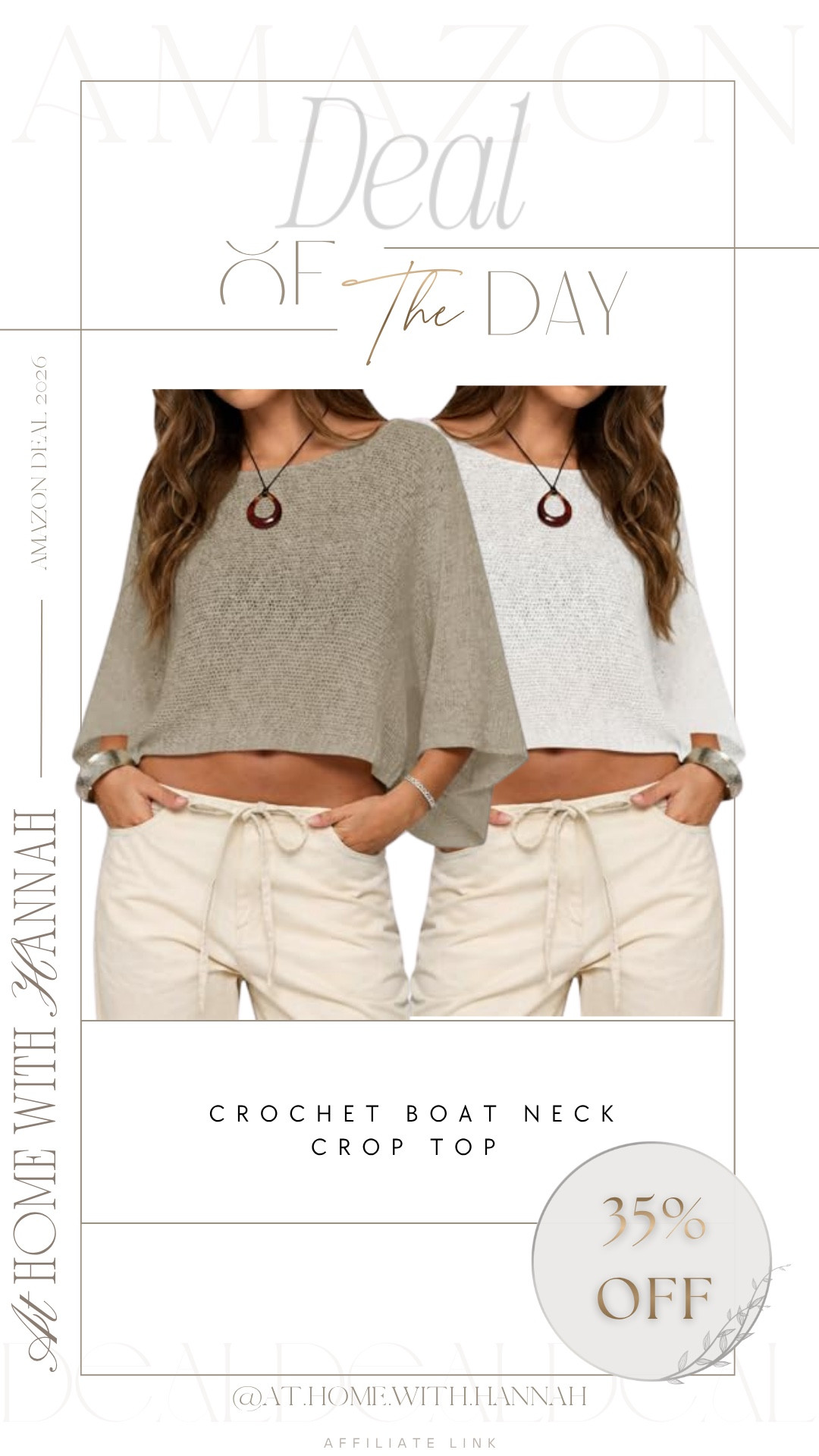 crochet boatneck top • coastal summer outfit • Amazon fashion deal

This is such a good throw-on top for that coastal, easy summer look. It gives a little texture without feeling heavy, and it’s the kind of piece that works with linen pants, drawstring shorts, denim, swim coverup looks, or a relaxed vacation outfit. Simple, neutral, and very easy to rewear.

If you’re shopping for:
• crochet boatneck top
• summer sweater top
• coastal outfit ideas
• linen pants outfit
• neutral summer tops
• vacation tops
• Amazon fashion deals
• casual summer outfit

This top is linked here while the sale is showing 🤍



•
•
crochet boatneck top • summer sweater top • coastal outfit ideas • linen pants outfit • neutral summer tops • vacation tops • Amazon fashion deals • casual summer outfit • spring to summer style • affordable fashion find

#CrochetTop #AmazonFashionFinds #CoastalStyle #VacationStyle #SummerOutfitIdeas
#ltkstyle #ltkfinds

#LTKSaleAlert #LTKootd #LTKSeasonal