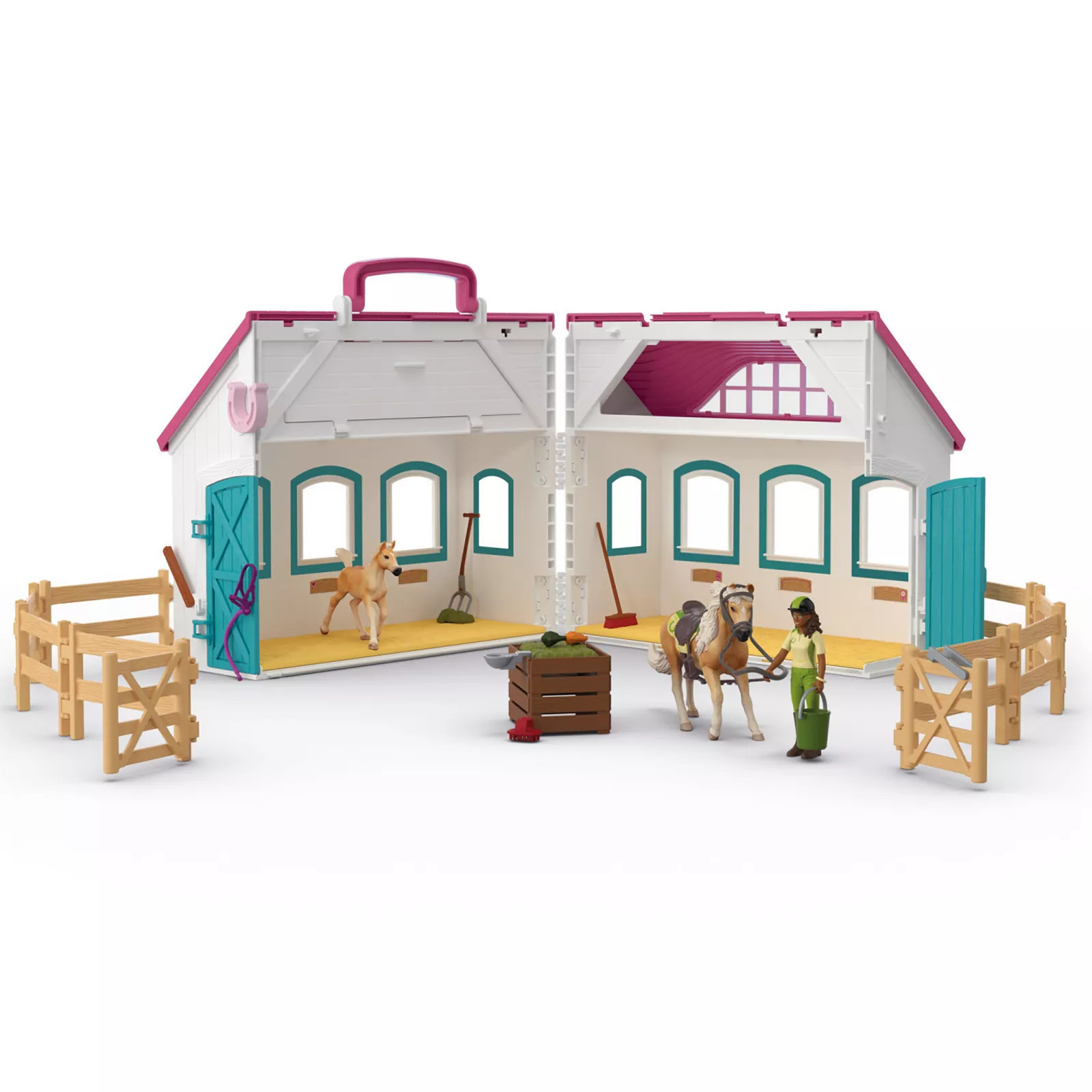 Schleich Horse Club Open Stable Portable Playset with Horse & Human Figurines, Multi | Kohl's