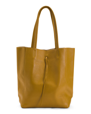 Made In Italy Leather Unlined Tote | TJ Maxx