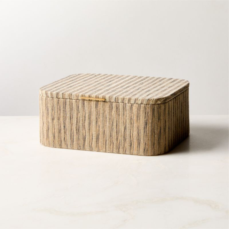 Axton Natural Storage Box with Unlacquered Brass Handle Small | CB2 | CB2