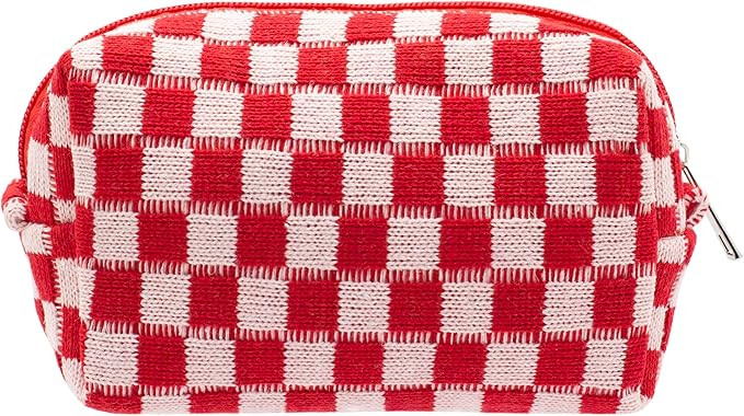 PAZIMIIK Checkered Makeup Bag for Purse Portable Zipper Make Up Pouch Small Cosmetic Case for Tra... | Amazon (US)