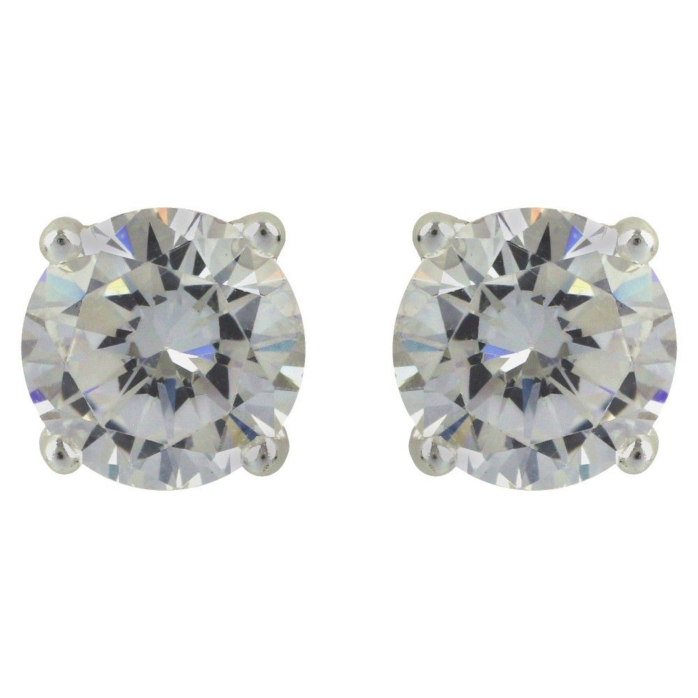 Sterling Silver Round Button Stud Earring - Silver, Women's | Target