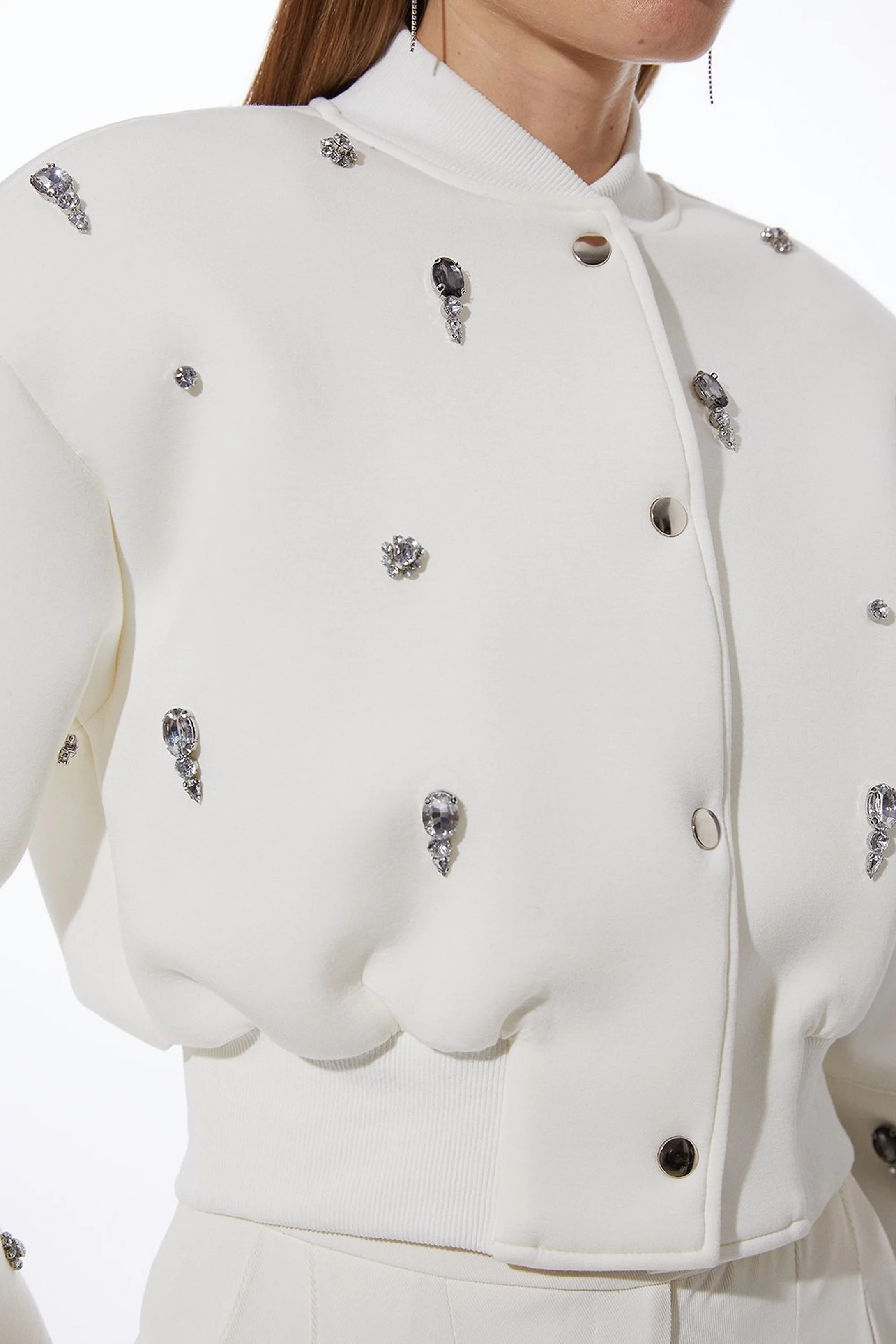 Embellished Jersey Scuba Bomber | Karen Millen | Karen Millen US