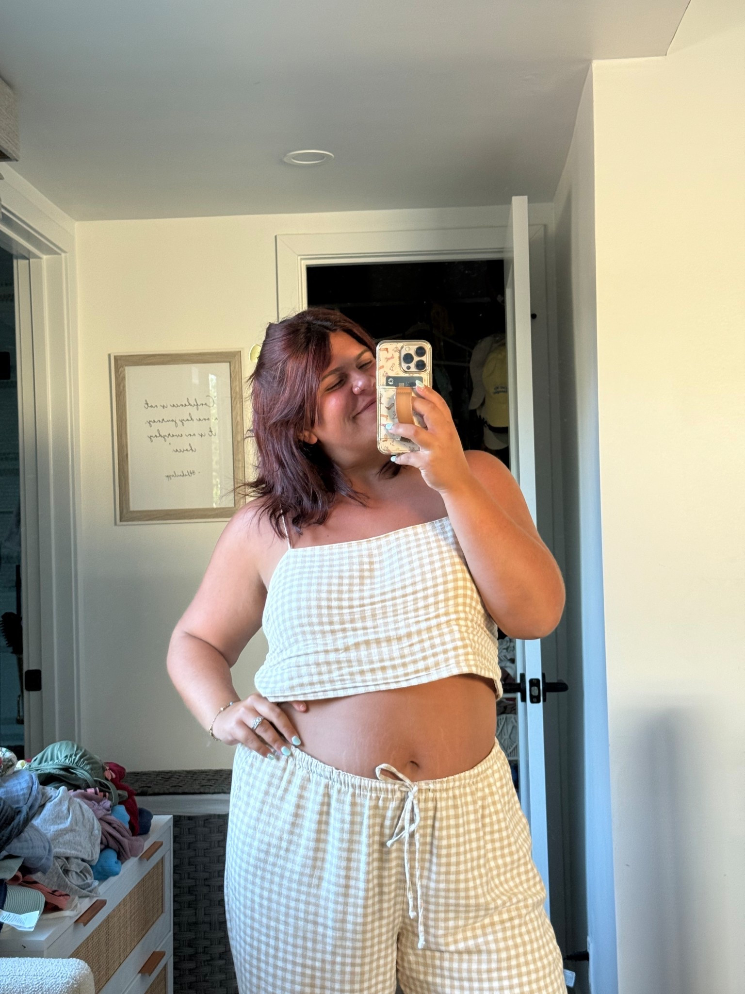 the gingham set you all know and love is on major clearance!! 🤎 I wear a L top, XL bottom 

#LTKMidsize #LTKPlusSize #LTKSaleAlert