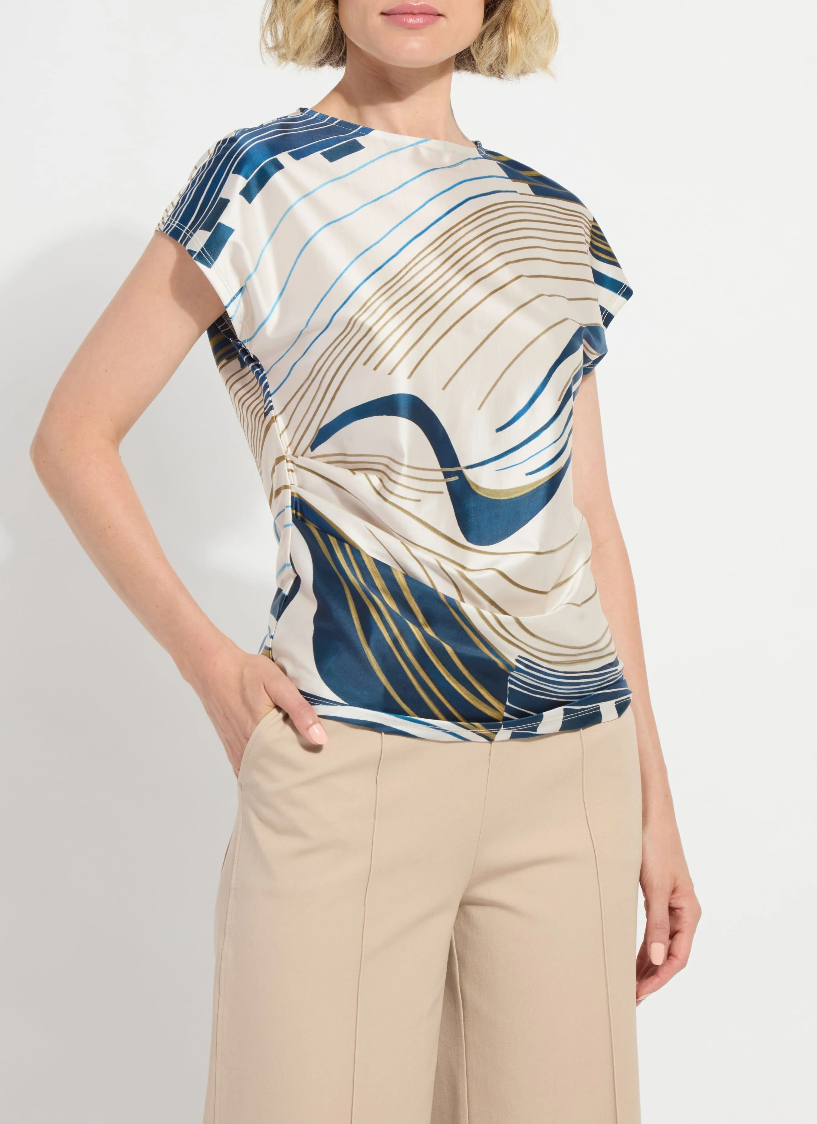 Faride Side Pleated Printed Top | Lysse NY