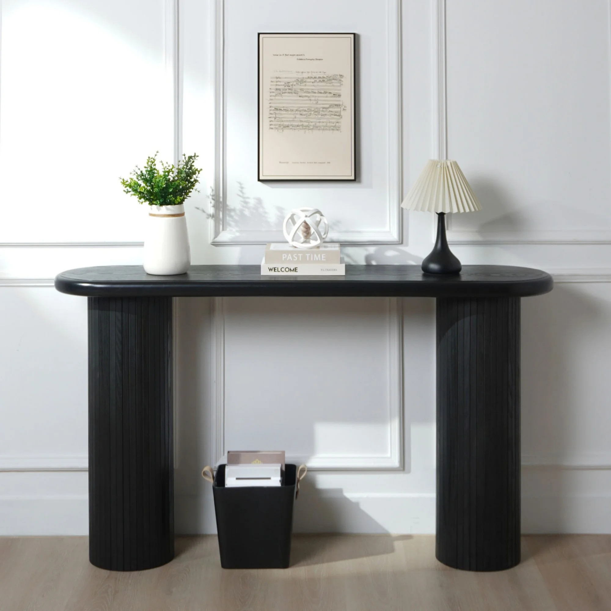 Wood Console Table, Modern Black Console Table, 56" W fluted entryway table,Black Entry Table Nar... | Walmart (US)