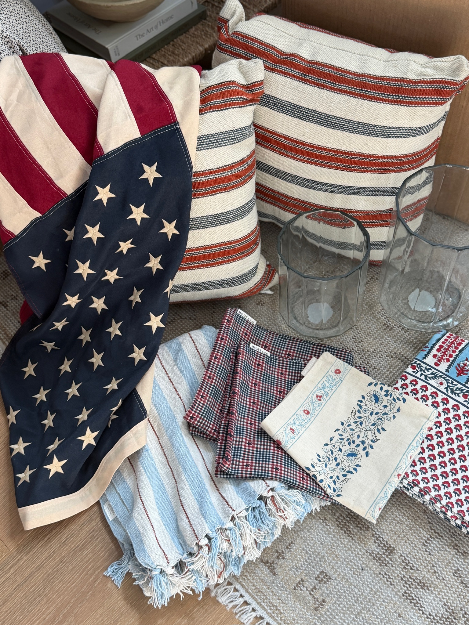 These festive pillows, throw blanket and glass hurricanes are perfect for any outdoor space!  

fourth of july, home decor, summer decor

#LTKSeasonal #LTKHome