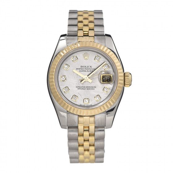 Stainless Steel 18K Yellow Gold Diamond Meteorite 26mm Oyster Perpetual Datejust Watch 179173 | Fashionphile