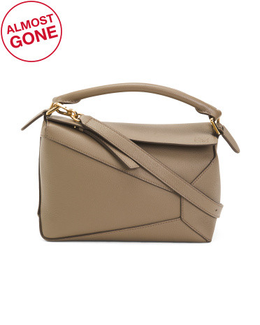 Made In Spain Leather Small Puzzle Edge Bag With Adjustable Strap | TJ Maxx